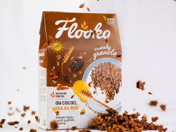 Crunchy granola Flooko aux cacao, lait et miel