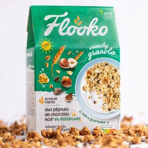 Crunchy granola Flooko aux pépites de chocolat noir et noisettes